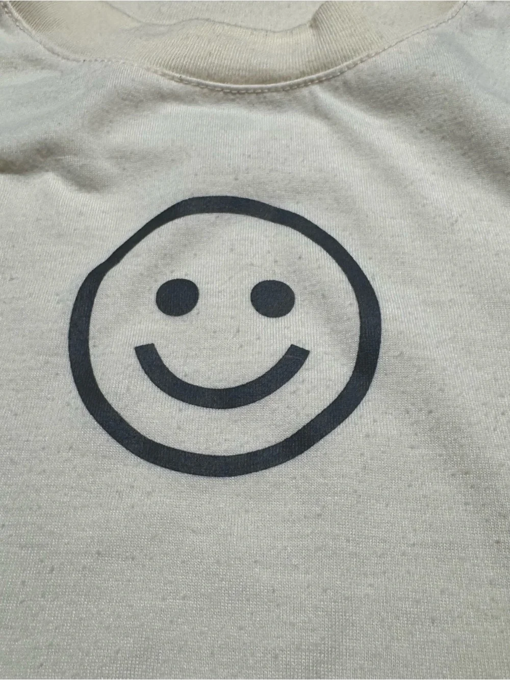 Girls 2 Piece Smiley Face Pajama Set Size L 10/12 Cream Long Sleeve & Shorts
